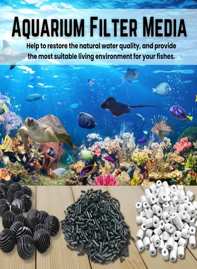 TED Tabbies Aquarium Filter Media, 250G Ceramic Rings, 250G Activated Carbon + 25 Pcs Bio Balls and Bio Media Aquarium Sponge Filter for Fish Tank. - Image 2